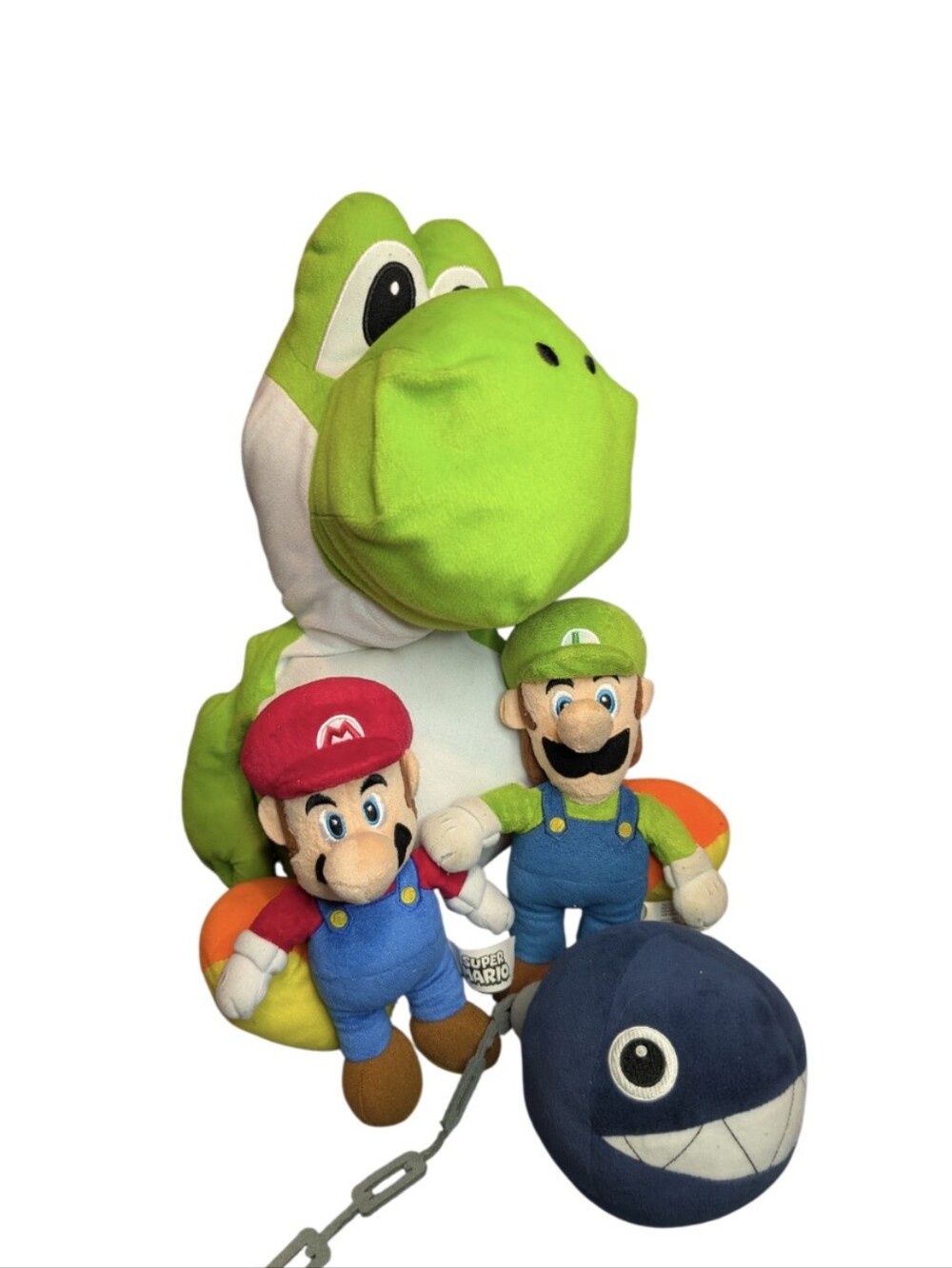 Nintendo Mario Plush Bundle — Yoshi, Mario, Luigi & Chain Chomp